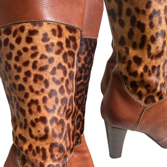 AUTHENTIC Y2K DOLCE & GABBANA D&G FUR LEOPARD KNEE HIGH BOOTS US 10/41 MOB WIFE - Picture 5 of 10